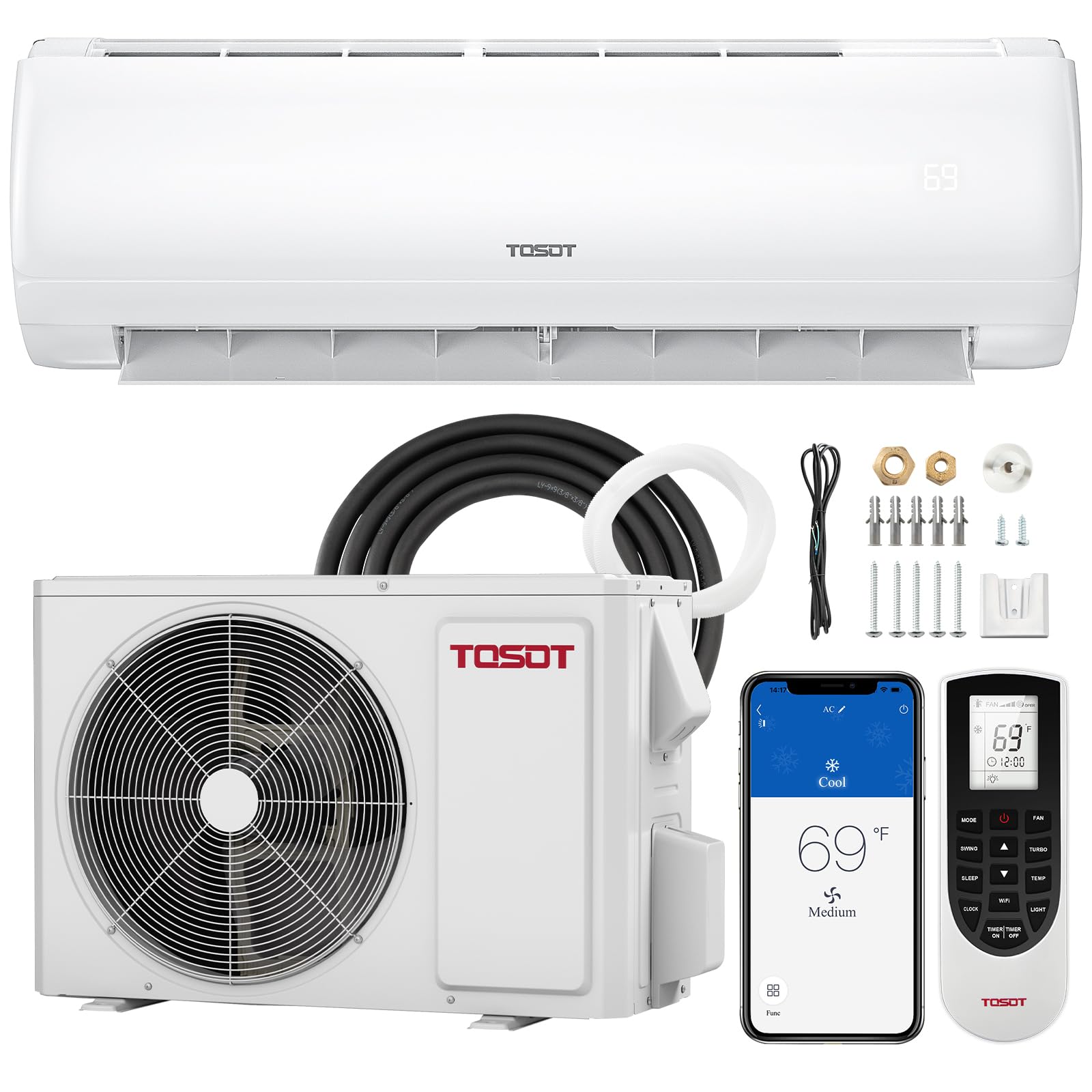 Tosot 24,000 Btu Mini Split Air Conditioner, Wifi Enabled Ductless Inverter Ac Unit Heating System, Compatible With Alexa 22 See