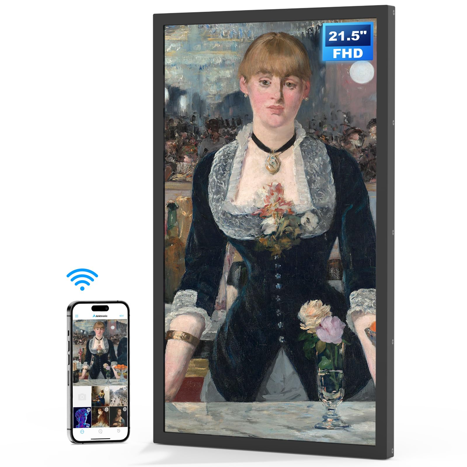 Arktronic 21.5 Inch Fhd Extra Large Digital Picture Frame Touchscreen, Wifi Large Digital Photo Frame, Instantly Share Photo/Vid