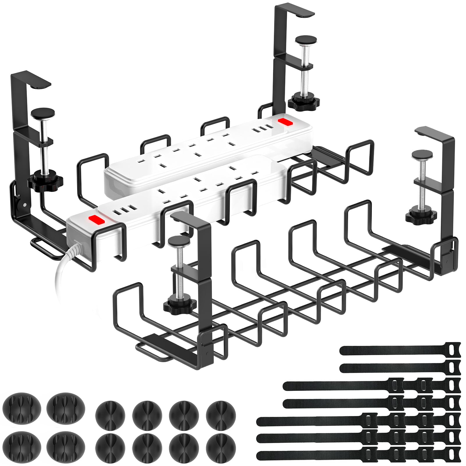 Spacecare Under Desk Cable Management Tray, Cable Management Under Desk For Cord Organizer,15.7'' No Drill Wire Organizer Cable