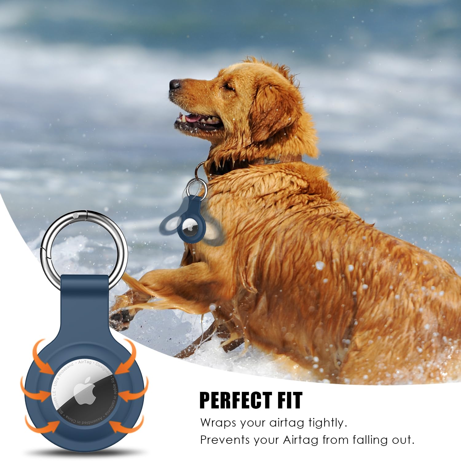 R Fun Airtag Holder With Keychain, [4 Pack] Silicone Airtag Case Cover With Key Rings For Wallet, Dog Collar, Luggage, And Keys