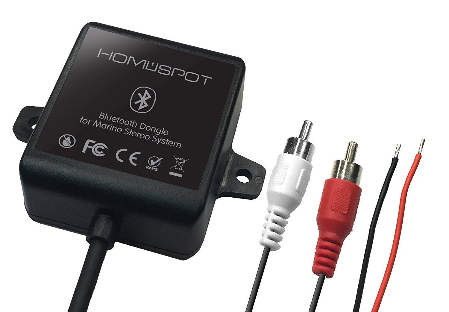 HomeSpot Bluetooth Marine Receiver Adapter Waterproof HS-BTADP-WP for Boats, Cars, ATVs - Built-in Ground Noise Isolator, Small Size