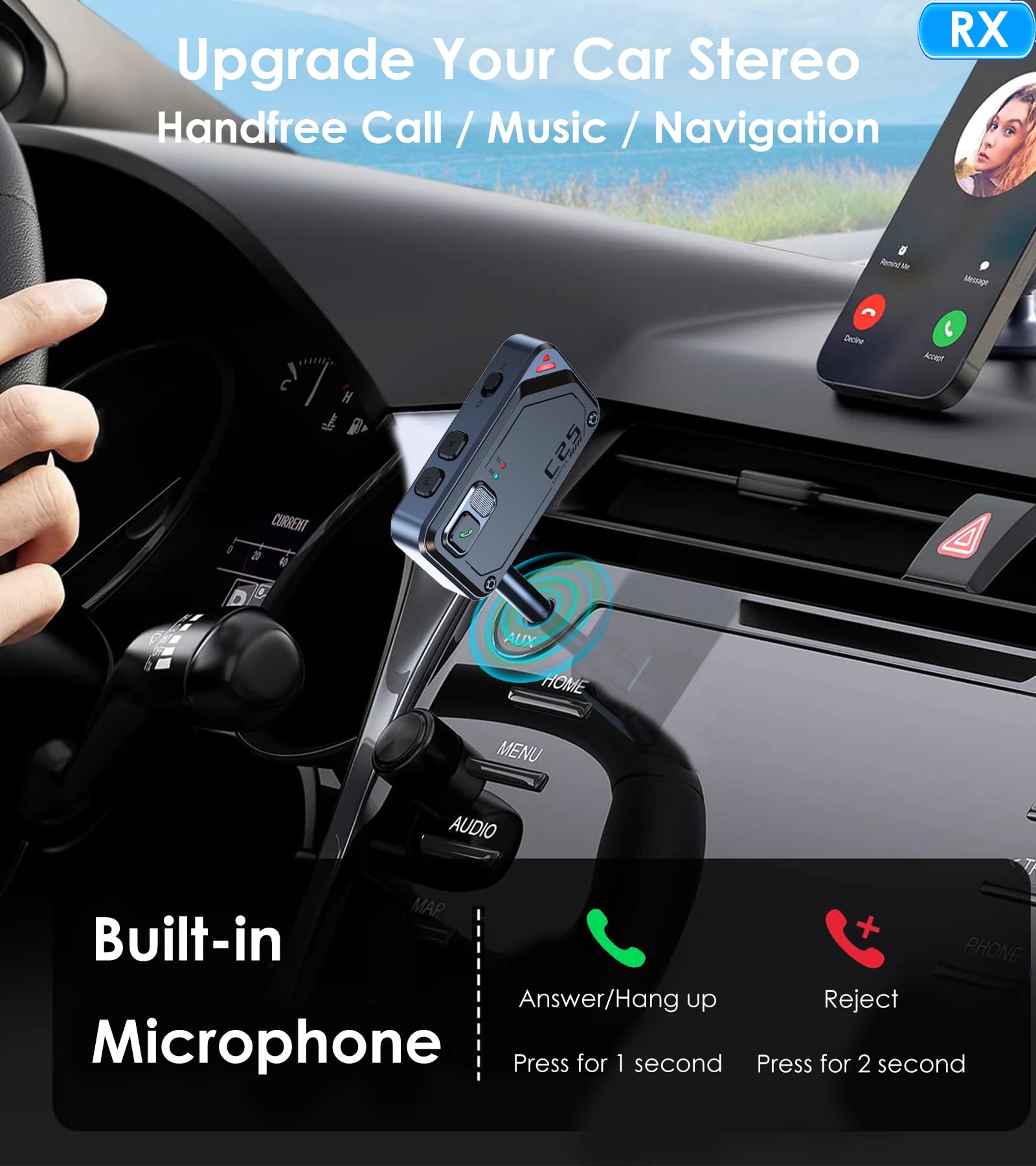 Kaiy Bluetooth Transmitter Receiver, Bluetooth Aux Adapter For Car, Bluetooth Transmitter For Tv/Airplane/Headphones, Bluetooth