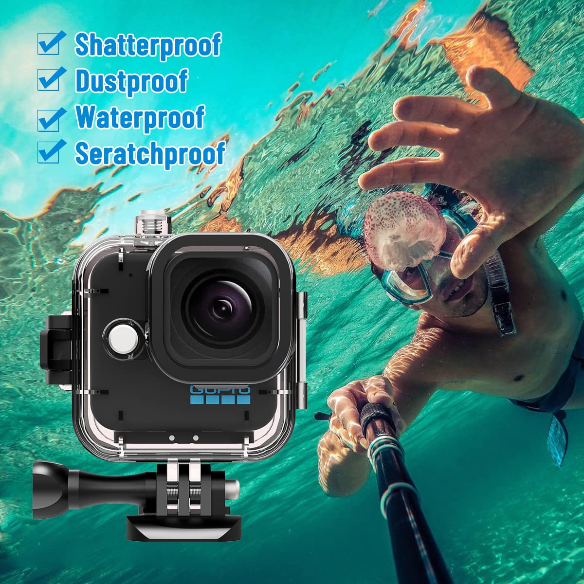 Waterproof Housing Case For Gopro Hero11Black Mini,131Ft/45M Diving Protective Housing Shell For Hero 11 Black Mini Action Camer