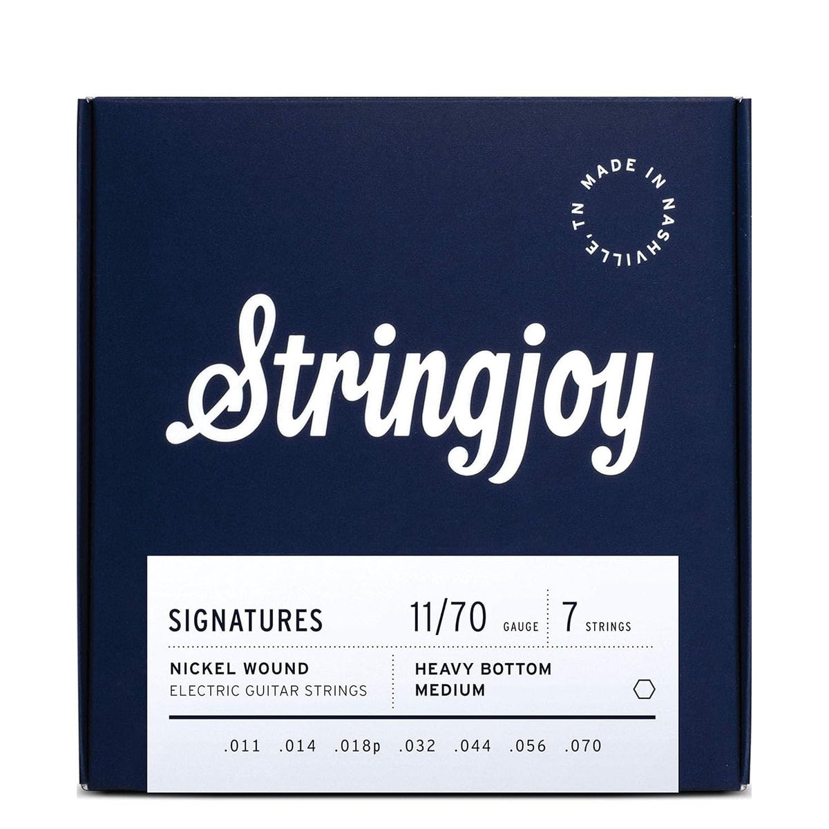Stringjoy HVY117, 7 String Signatures Electric Guitar Strings, 11-70 Heavy Bottom Medium Gauge, 7-String Nickel, Electric Guitar