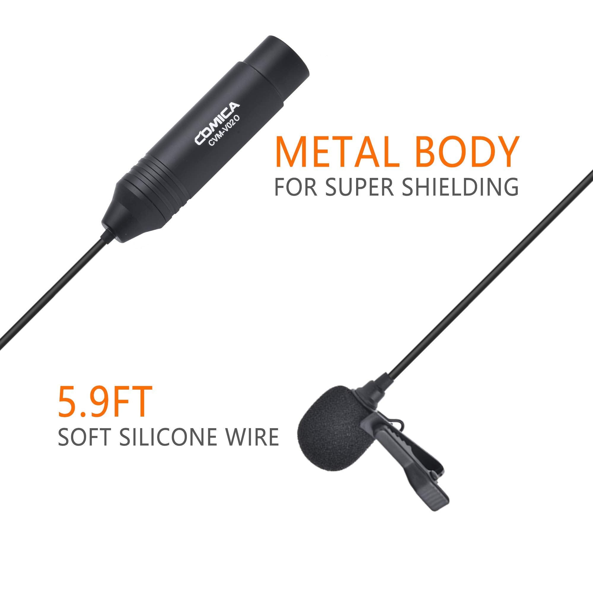 Comica Xlr Lavalier Condenser Microphone,Cvm-V02O Omnidirectional Lapel Lavalier Microphone,Clip On Mic Interview Kit For Record