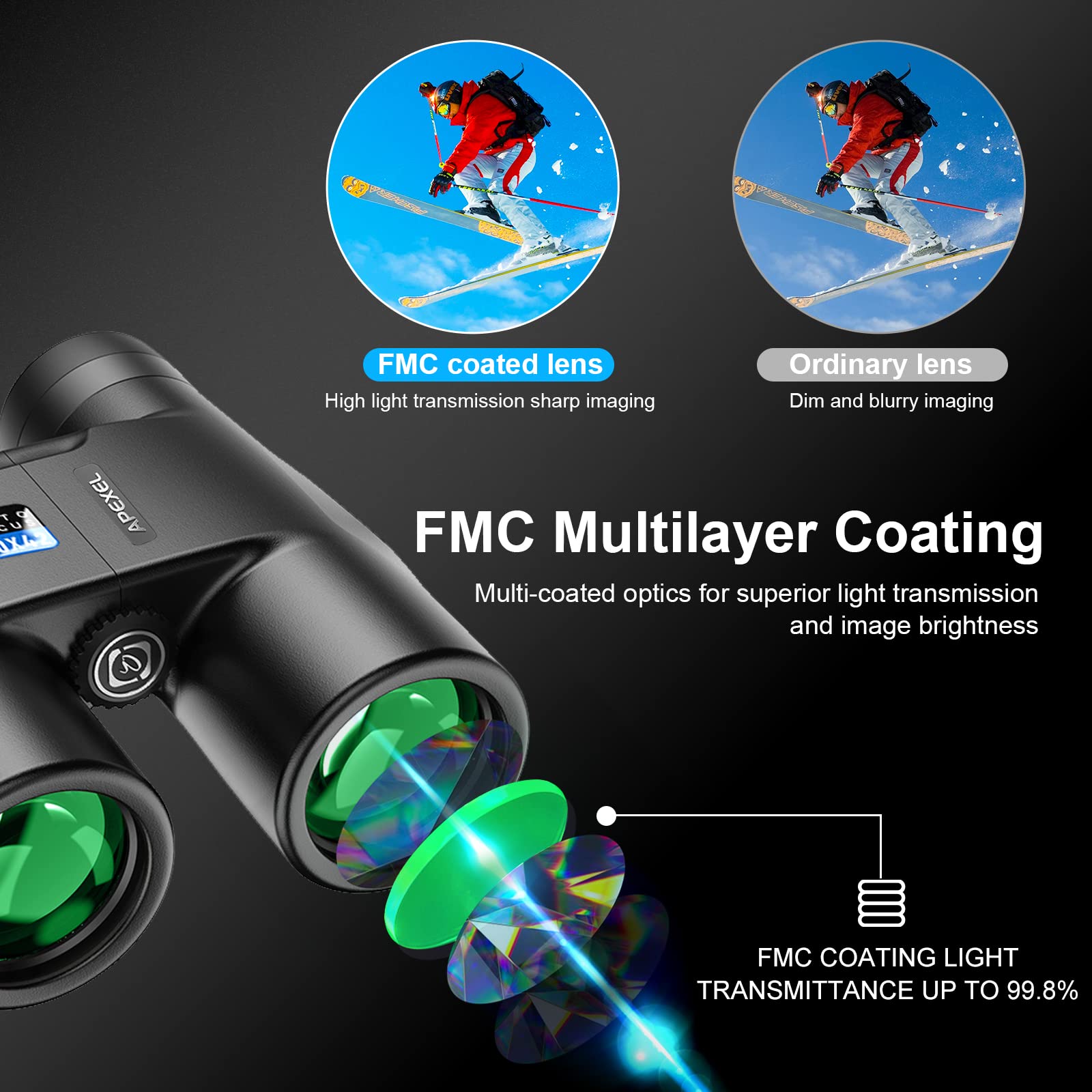 Binoculars, 10X42 Free Focus Binoculars Professional High Powered Hd Large View Binoculars With Bak 9 Prism Fmc Lens For Bird Wa