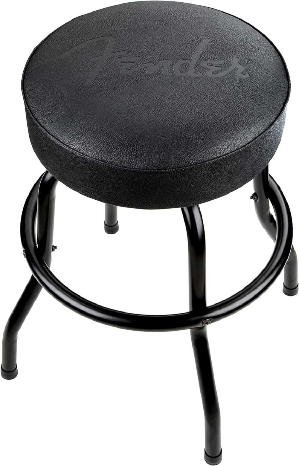 Fender Embossed Black Logo Swivel Barstool, Great Gifts for Dad, with 1 Year Limited Warranty, Simple Assembly, Black/Black, 24