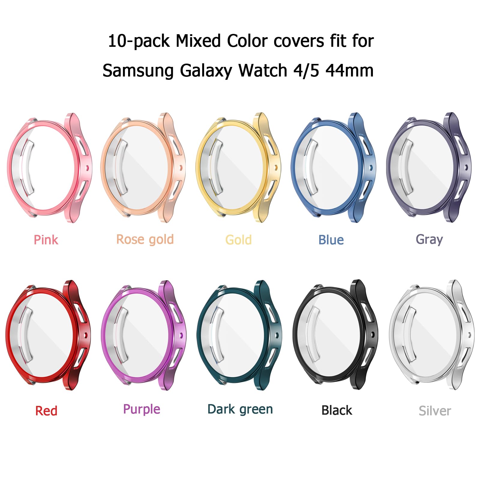 [10Pack] Richone Compatible With Samsung Galaxy Watch 5/Galaxy Watch 4 40Mm 44Mm Screen Protector Case, Full Protection Cover So