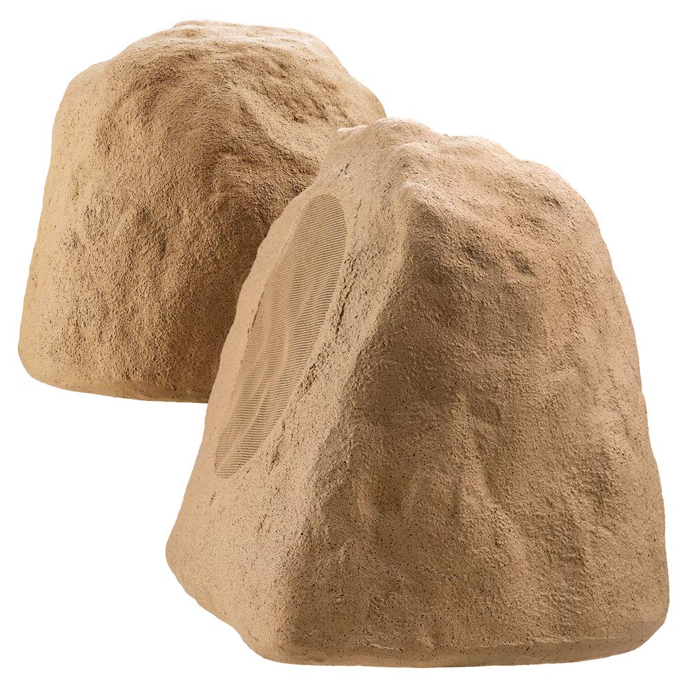 OSD Audio 8' Wireless Bluetooth Outdoor Rock Speaker Sandstone Canyon Brown Pair IP67 Power Supply BTR805