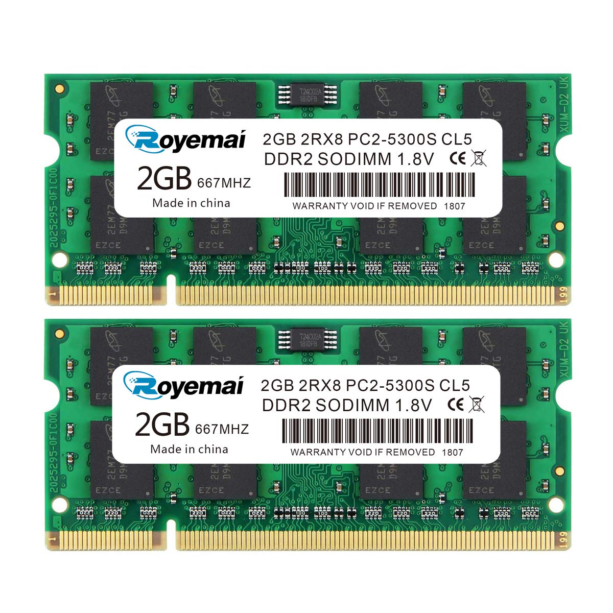 4Gb Kit (2X2Gb) Pc2 5300 Ram, Ddr2 667Mhz Sodimm 2Rx8 Cl5 1.8V 200Pin Memory Ram For Laptop Notebook Computer