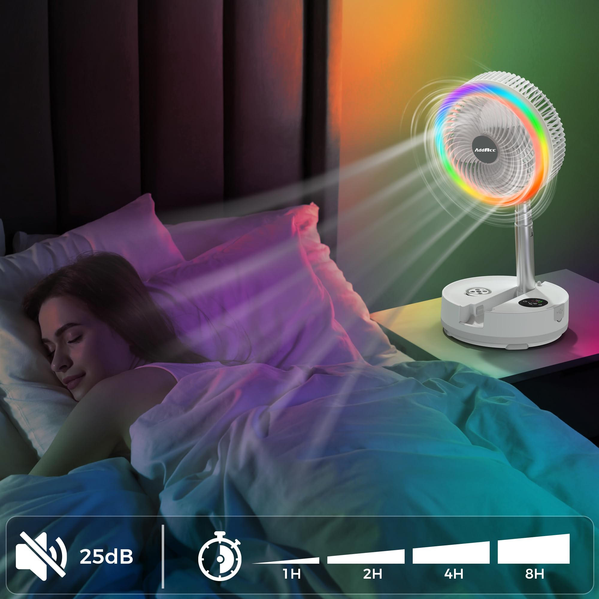 40000Mah Battery Operated Fan   Rechargeable Collapsible Fan, 106H Run, Portable Camping Fan With Timer & Light, 9 Speeds Oscill