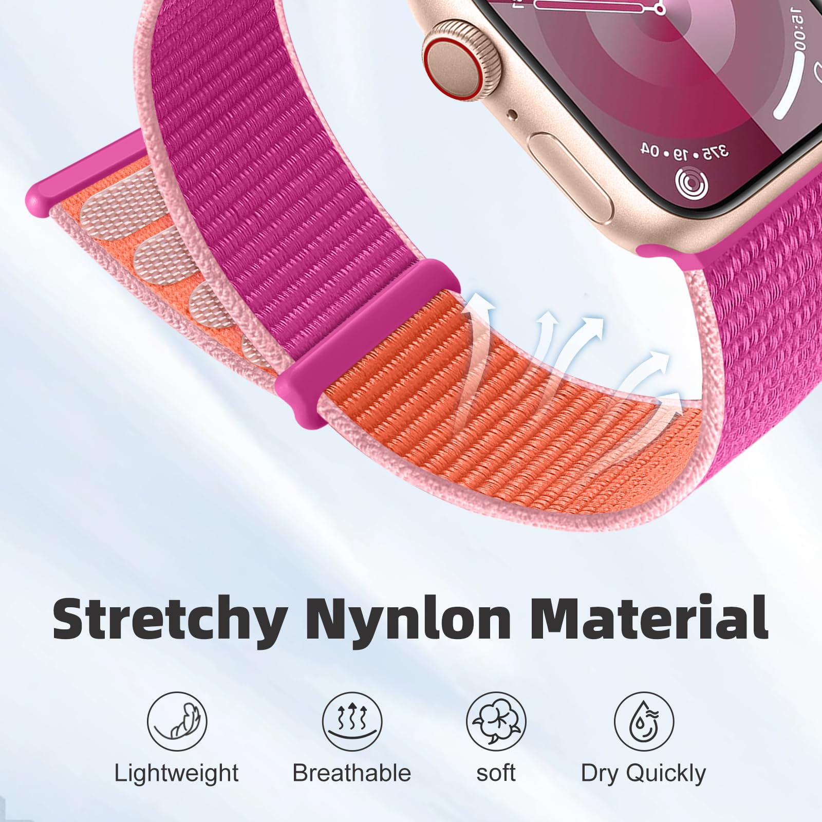 Dgege Nylon Band Compatible With Apple Watch Band 38Mm 40Mm 41Mm 42Mm 44Mm 46Mm 45Mm 49Mm For Men Women Stretch Adjustable Braid