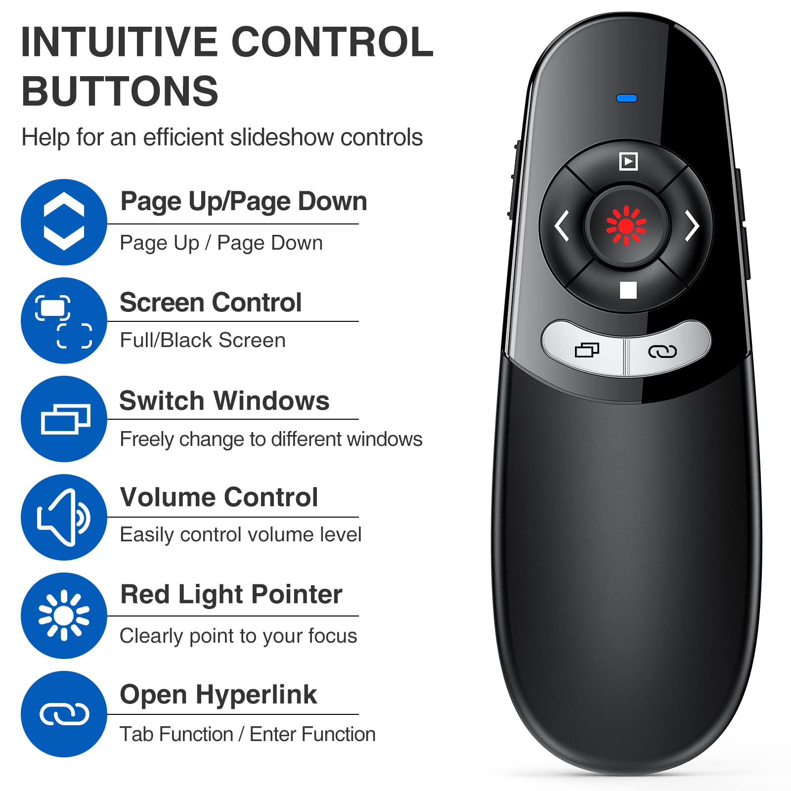 Dinostrike 2 In 1 Type C And Usb Presentation Clicker For Powerpoint Presentations,Rf 2.4Ghz Wireless Presenter Remote Slide Adv