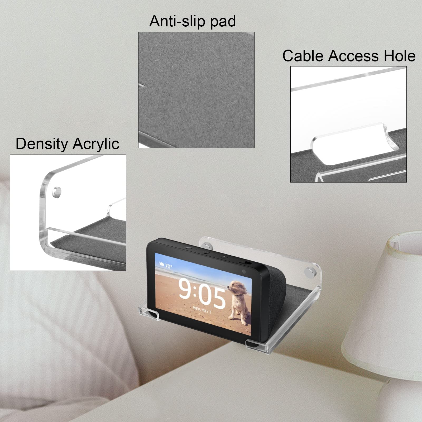 Txesign Show 5 Wall Mount Holder Acrylic Stand Shelf Compatible With Show 5 (1St & 2Nd Gen)