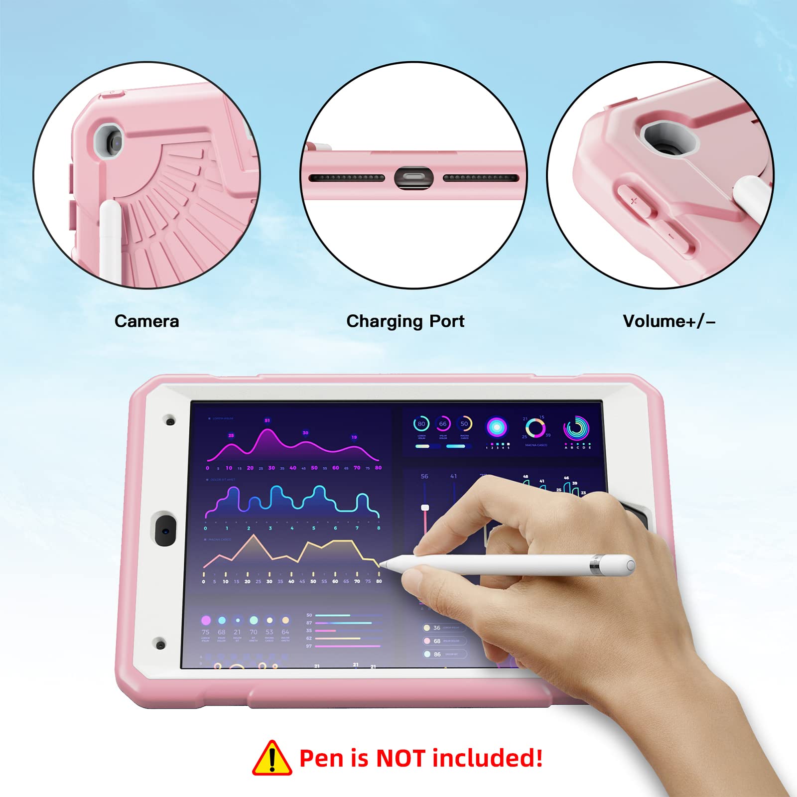 Tsqqst Ipad 9Th Generation Case Pink For Kids Girls Women 2021 | Ipad 7Th 8Th Genertion Case With Glass Screen Protector 2019 20