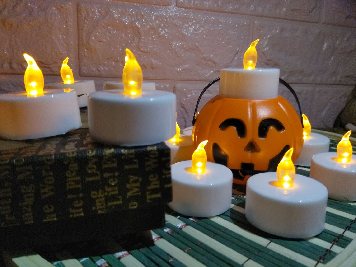 Yiwer Battery Tea Lights Candles Set Of 24: Flickering Flameless Realistic Tealights With Warm Yellow Light Candle Light For Fes