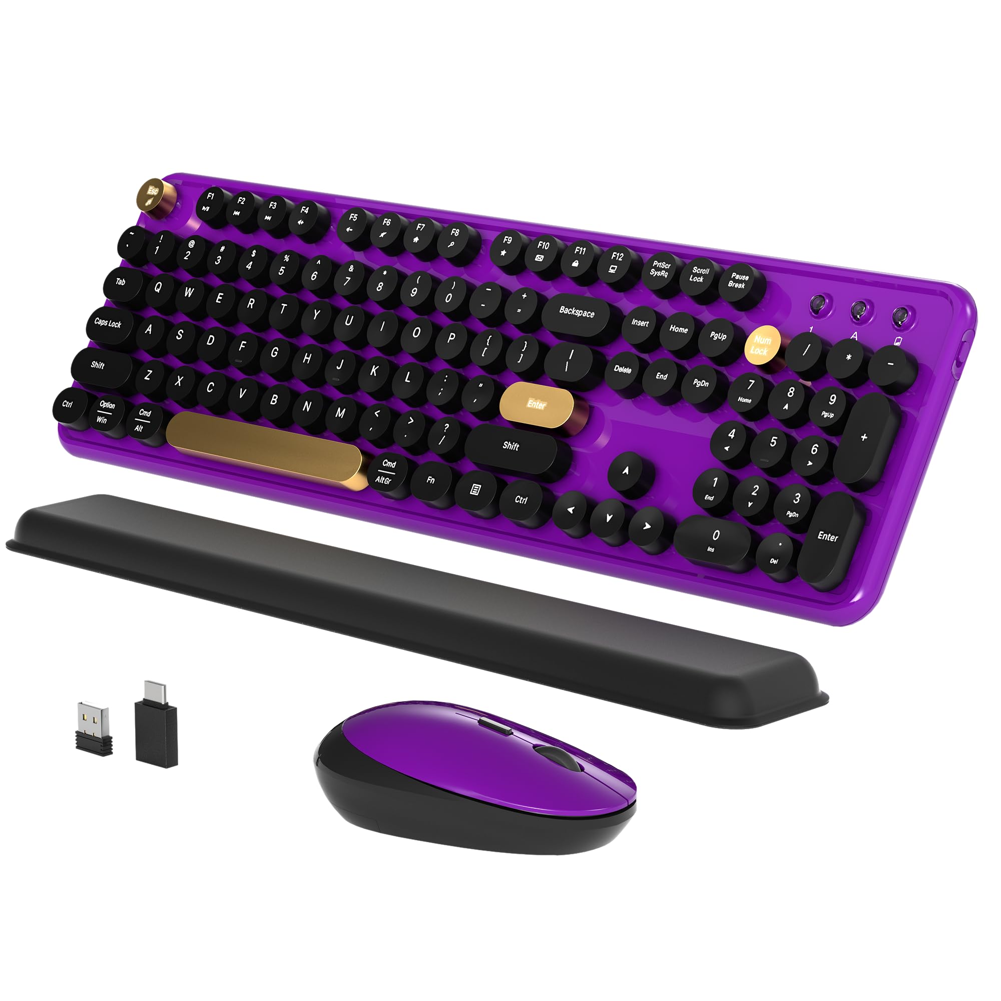 KEQTFT Wireless Computer Keyboard and Mouse Combos, PurpleBlack