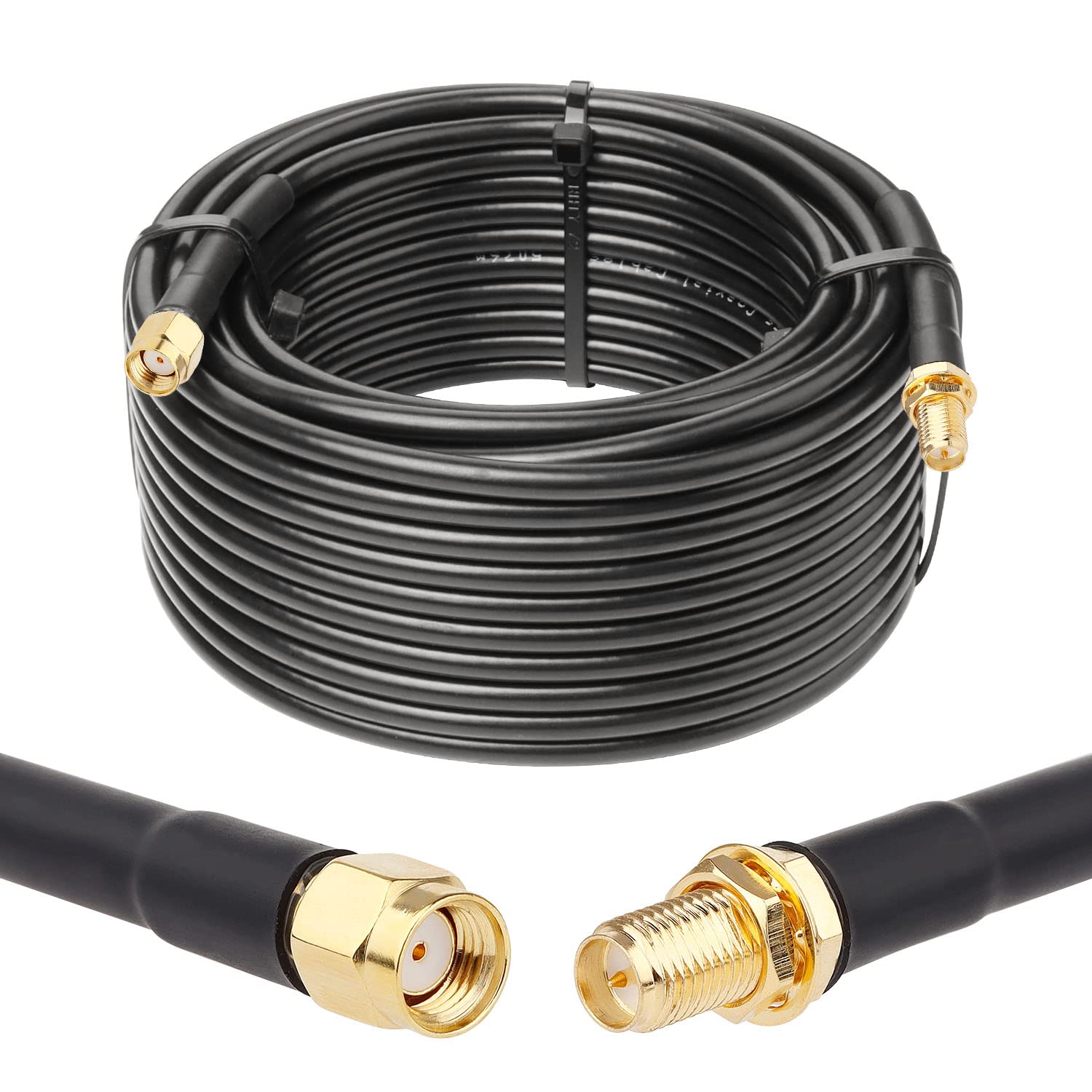 Xrds  Rf 50Ft Rp Sma Male To Rp Sma Female Coax Cable, Rg58 Rp Sma Wifi Antenna Extension Coax Cable For Wifi Lan Router Wireles