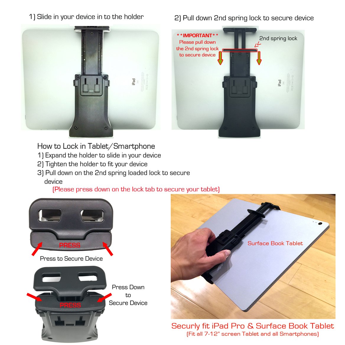 Accessory Basics Quicklock Microphone Music Mic Stand Pole Bar Mount For Apple Ipad Pro Air Mini Galaxy Tab S24 S23 Iphone 15 16