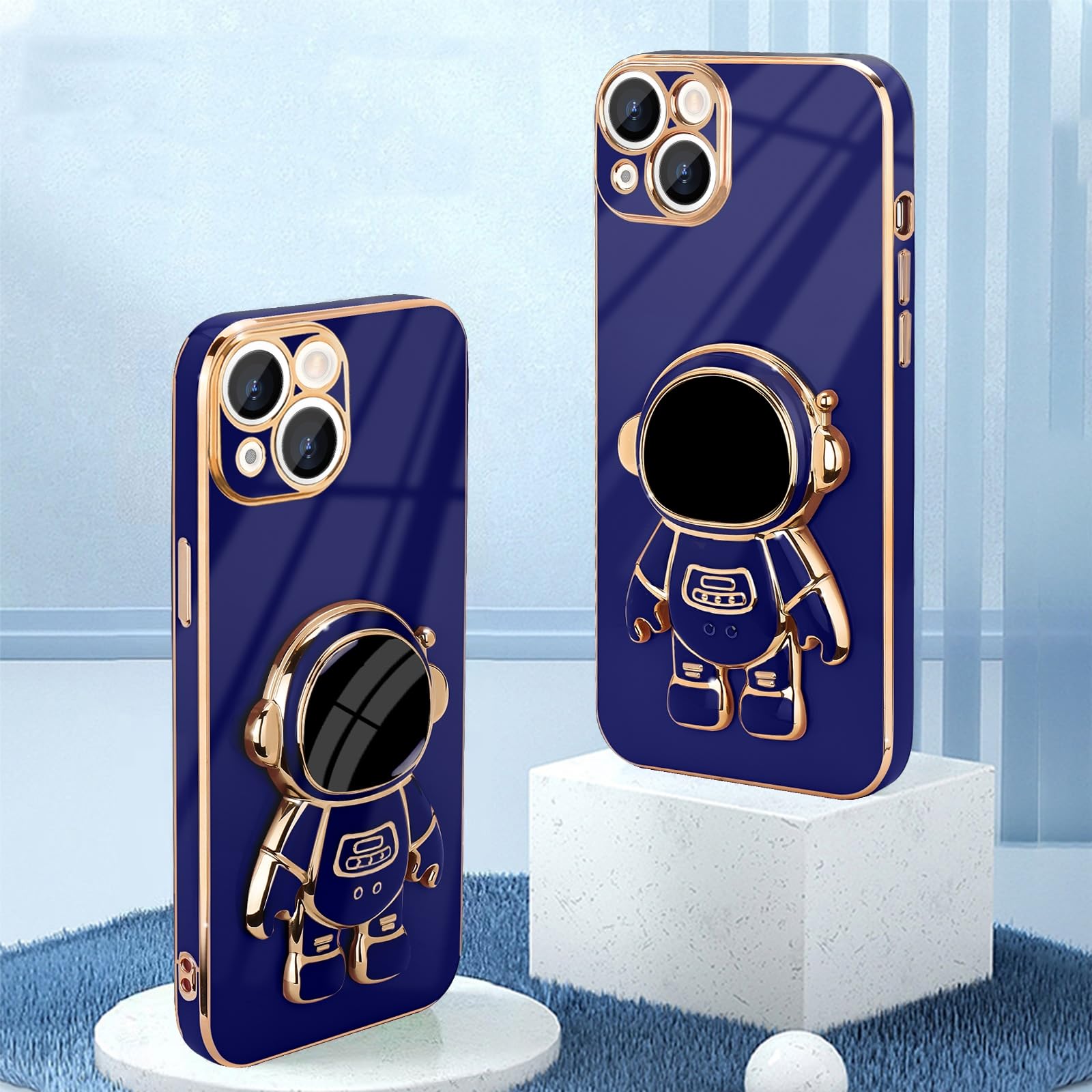 Pepmune For Iphone 15 Plus Case, Cute 3D Astronaut Stand With [2 Screen Protector] [Camera Protection] Kickstand Shockproof Blin