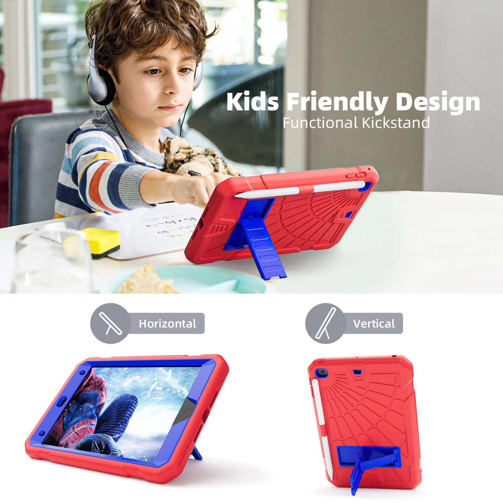 Tsqqst Ipad Mini 4/5 Case For Kids With Glass Screen Protector 2015 2019 | Ipad Mini 5Th 4Th Generation Case With Pencil Holder+