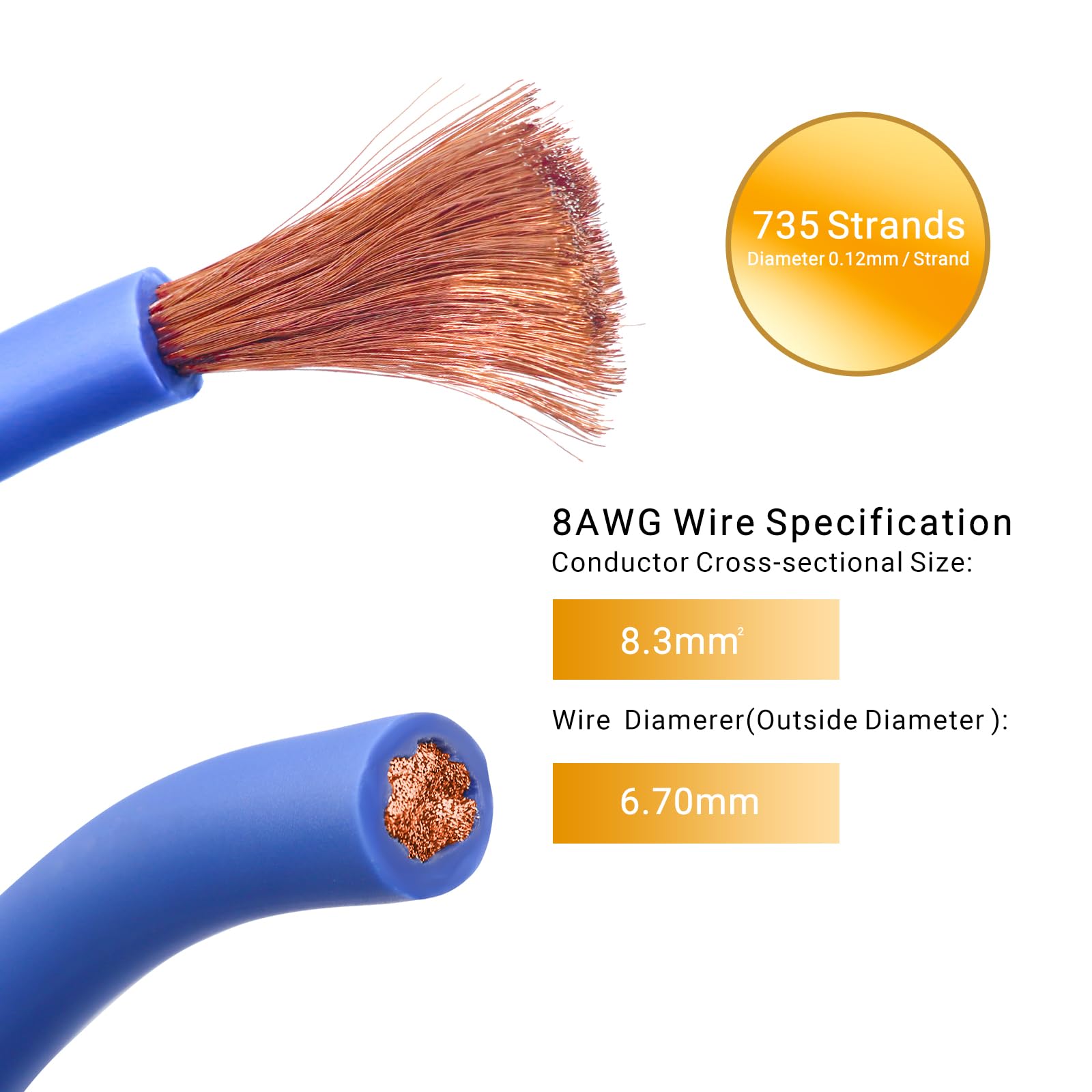 Recoil True 8 Gauge Complete Cca Amplifier Wiring Kits With Ofc Rca Cable, Power Cables, Ground Cables, Turn On Wire, Speaker Wi