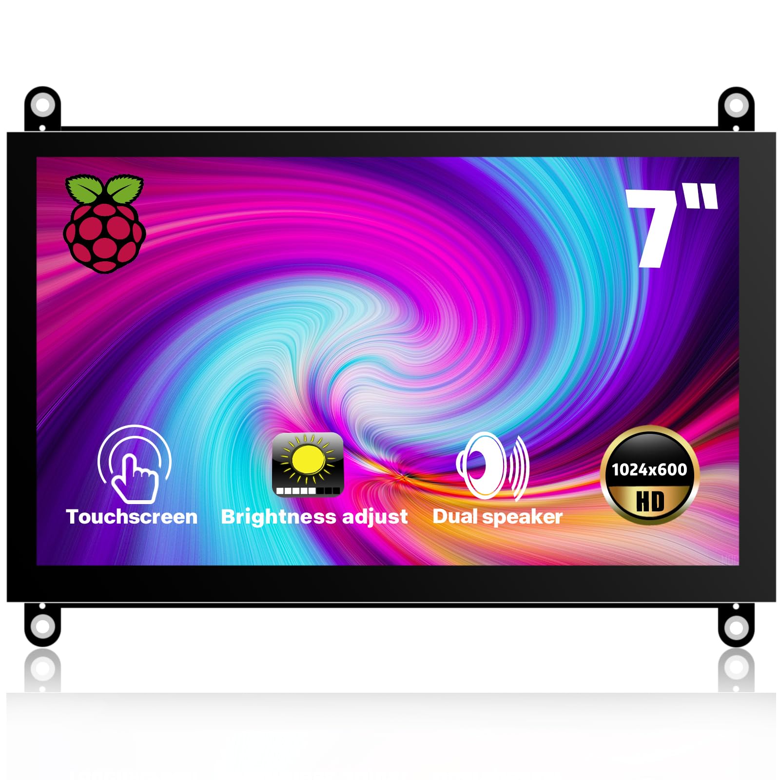 Hamtysan 7 Inch Raspberry Pi Screen Touchscreen Monitor 1024X600 Small Hdmi Monitor W/Dual Speakers Ips Screen Display For Raspb