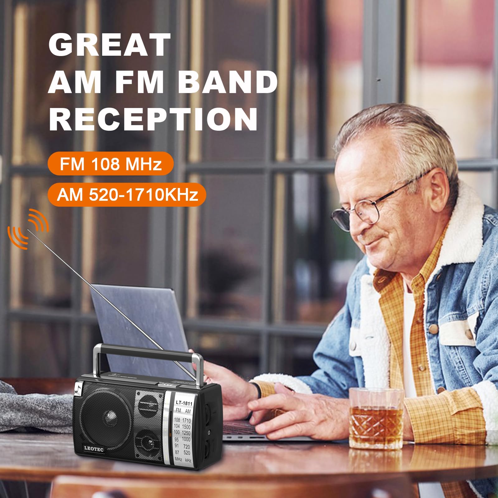 Leotec Am Fm Radio, Portable Bluetooth Radio, Plug In Wall Or Battery Operated Best Reception With Headphone Jack, Handheld Grea