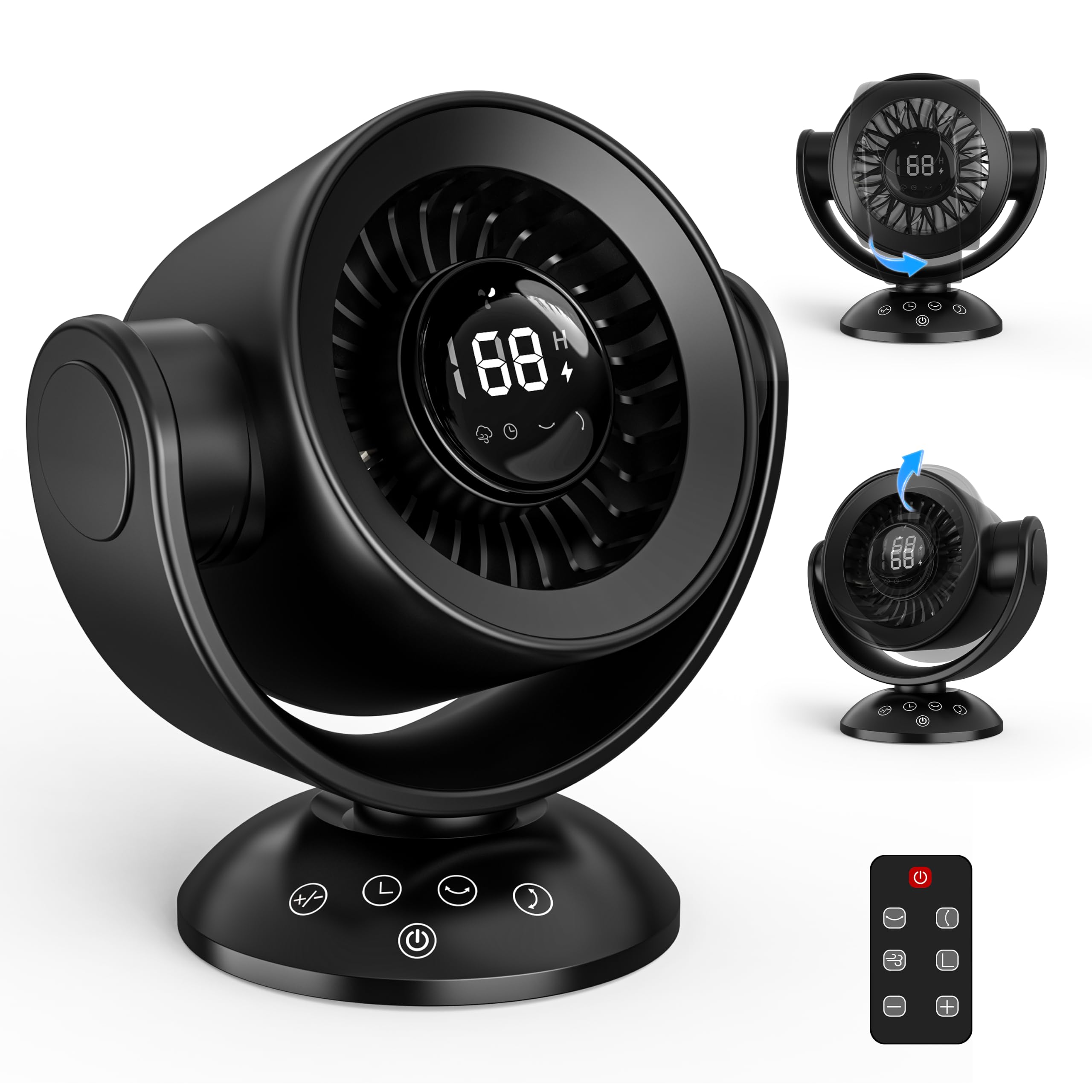Fan for Bedroom,Desk Fans,Air Circulator Fan with Remote, 90Vertical +120Auto Oscillating,100 Speeds, 10H Timer, 25dB Quiet Fan,