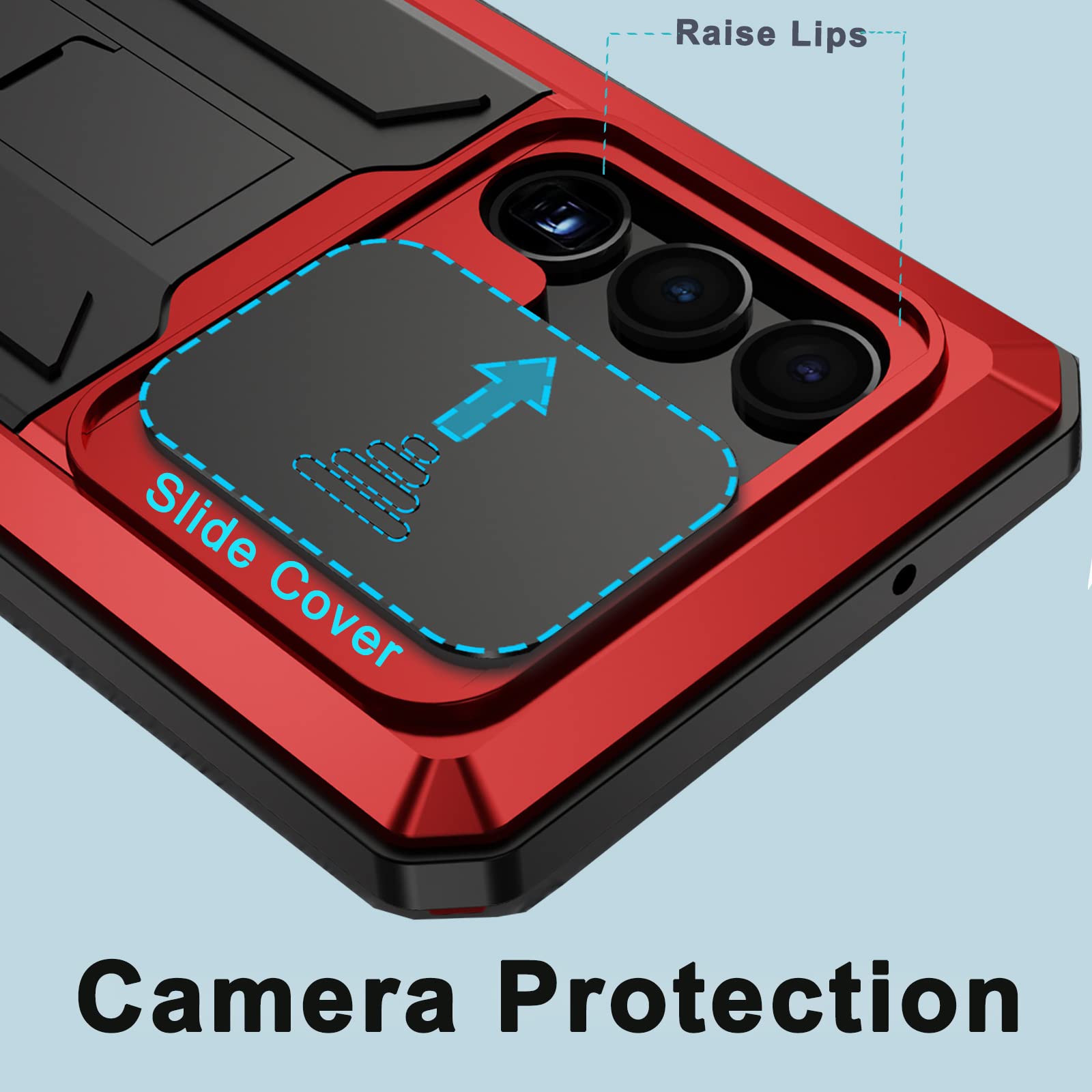 Ninki Camera Cover Case Compatible Samsung Galaxy S23 Ultra Case With Screen Protector Metal,Shockproof Dustproof Cover Phone Ca