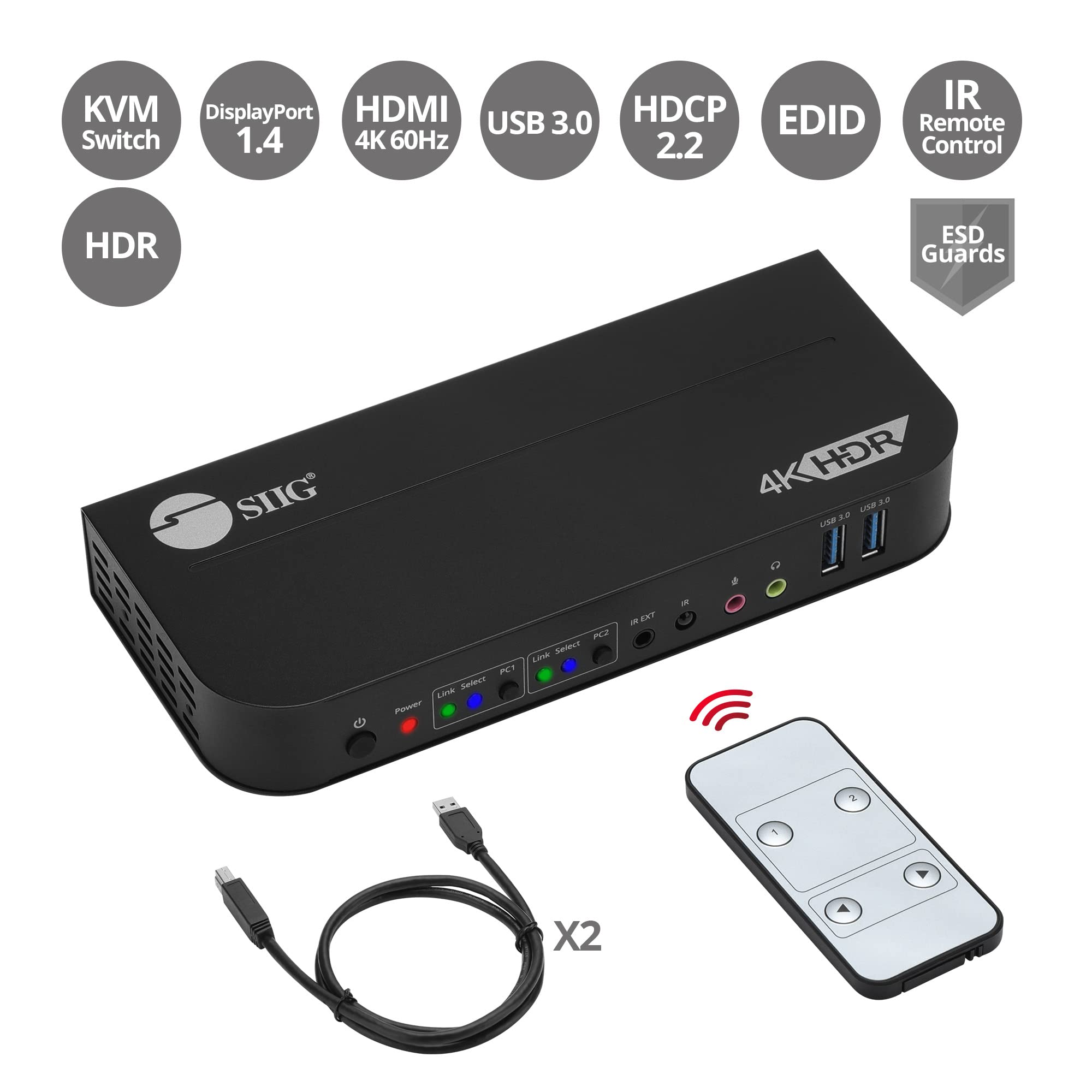 2X1 Dp 4K Kvm Usb 3.0 Switch