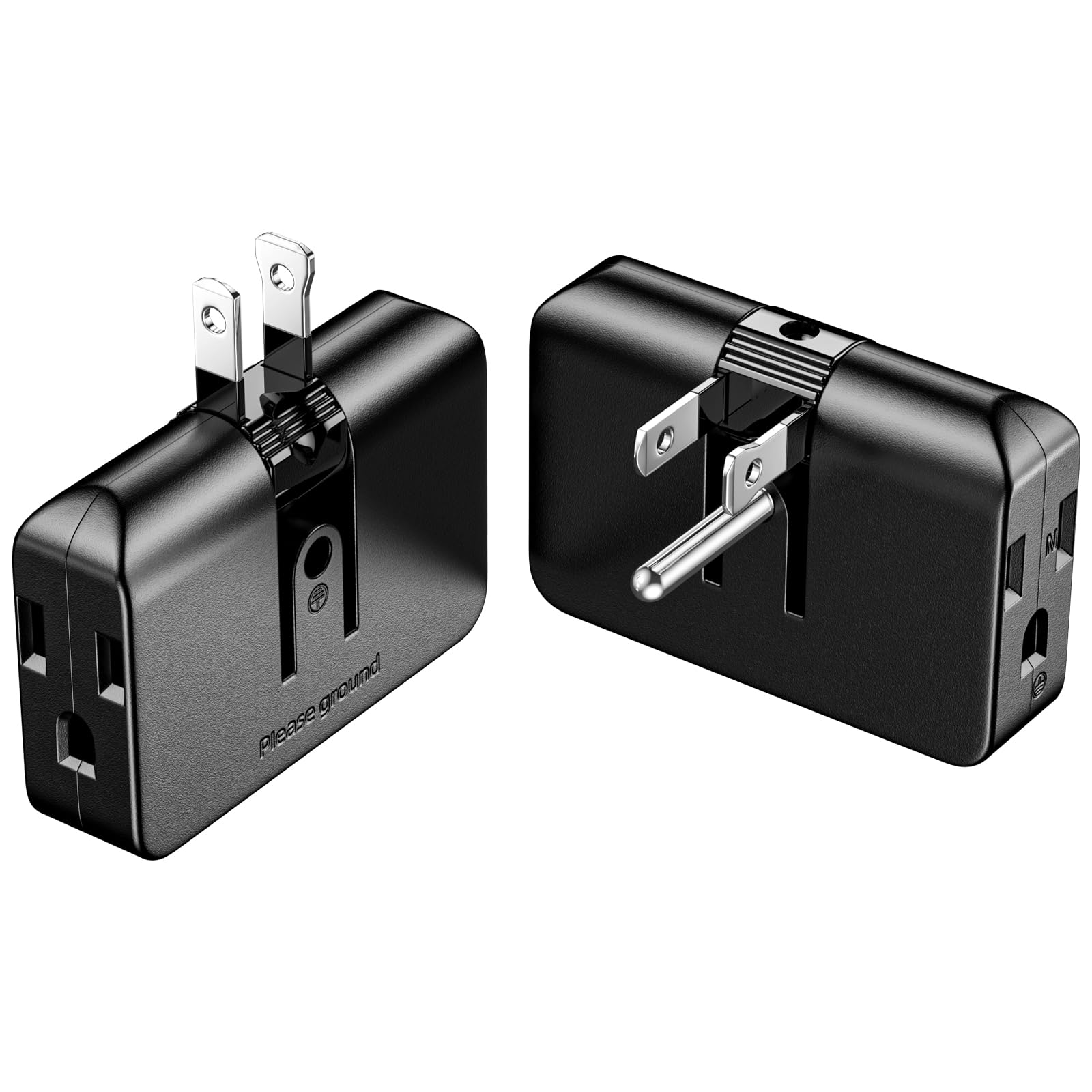 Etwincoo Outlet Adapter,2 Prong To 3 Prong Outlet Adapter, 3 Prong To 2 Prong Adapter Converter,Flat Wall Plug, Swivel Polarized