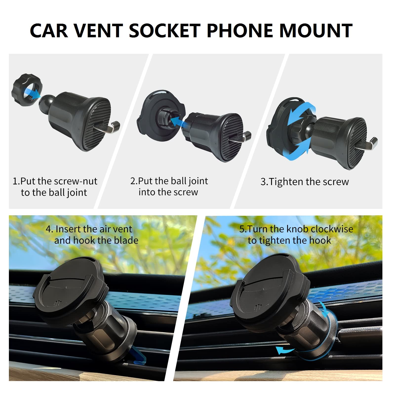 Daite Socket Phone Mount For Car Vent 360 Rotation Car Vent Phone Mount Holder Car Grips Dashboard Stand For Socket Mount Users