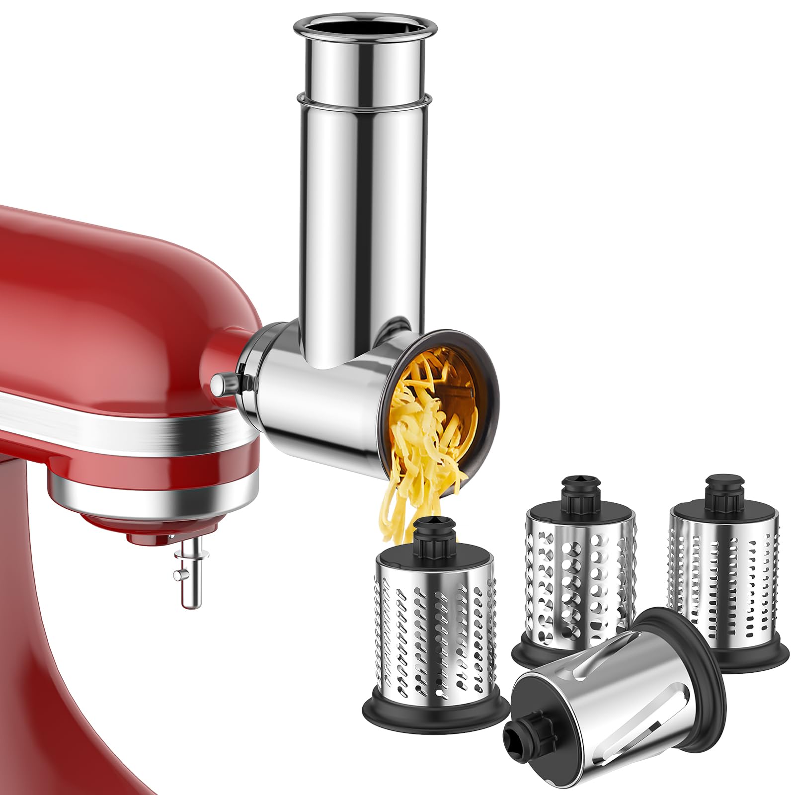 Stainless Steel Slicer Shredder Attachment For Kitchenaid Stand Mixer, Cheese Grater Attachment For Kitchenaid, Salad Maker, Gri