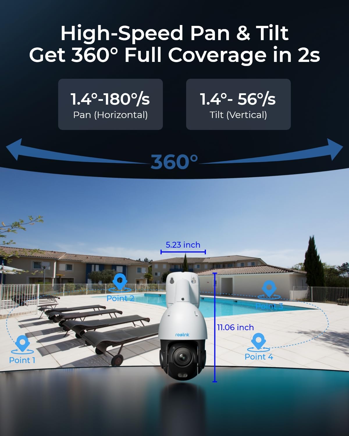 Reolink 4K Uhd Poe Ptz Camera For Outdoor Security, 360 Pan & 90 Tilt For Auto Tracking, 5X 3D Optical Zoom, Ai Detection, Color