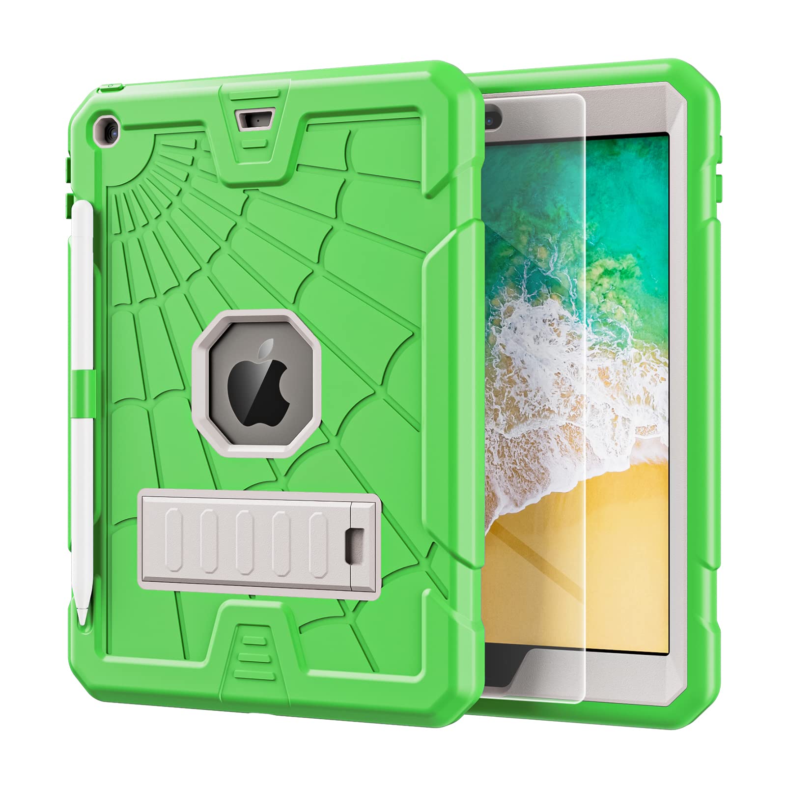 Tsqqst Ipad 5Th Generation Case 2017 / Ipad 6Th Generation Case 2018 9.7 Inch With Glass Screen Protector | Defender Bumper Kids