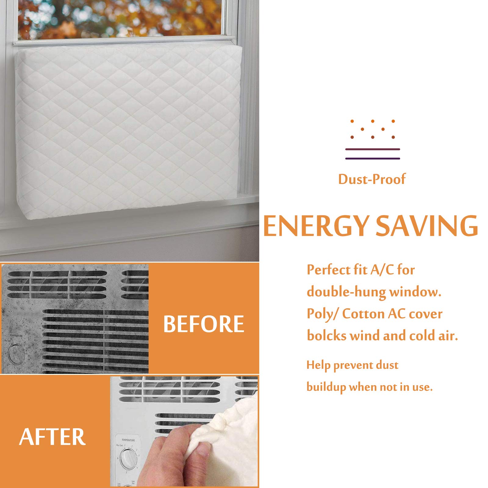 Foozet Indoor Air Conditioner Cover Double Insulation, Large Beige