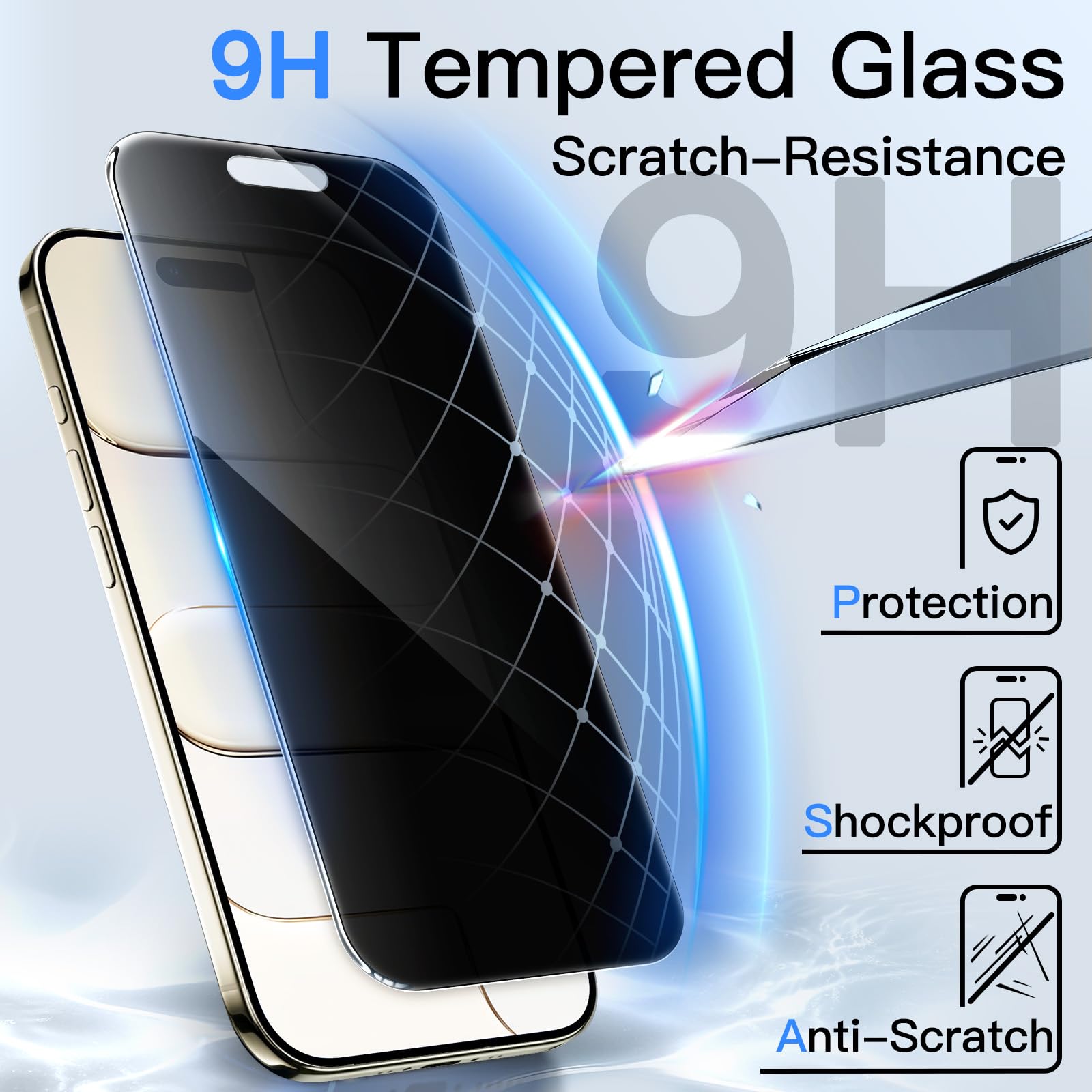 Jetech 360 Degree Privacy Screen Protector For Iphone 17 Air, 4-Way Anti-Spy Tempered Glass Film With Easy Installation Tool, 6.