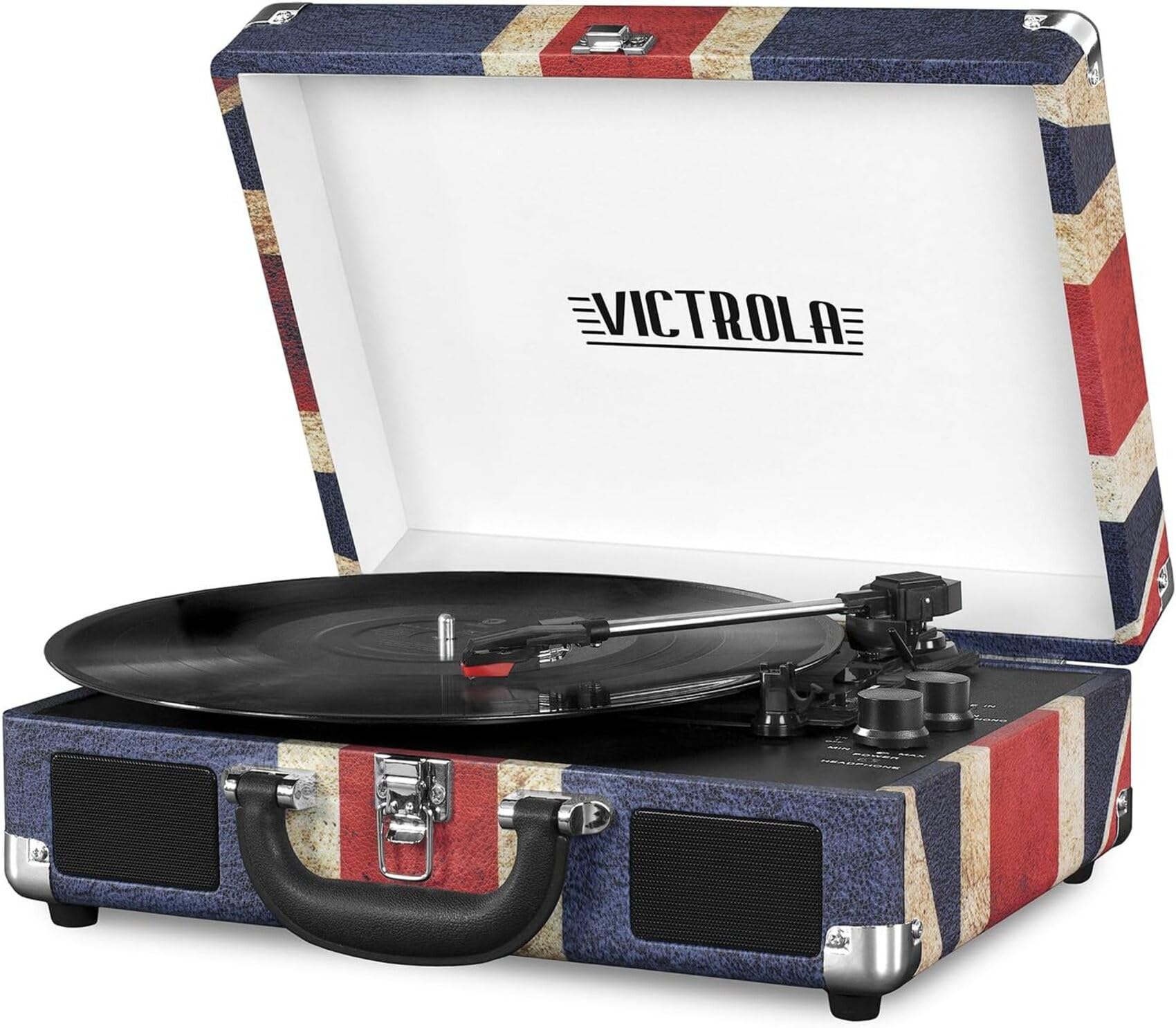 Victrola Vintage 3 Speed Bluetooth Portable Suitcase Record Player With Built In Speakers | Upgraded Turntable Audio Sound|Uk Fl