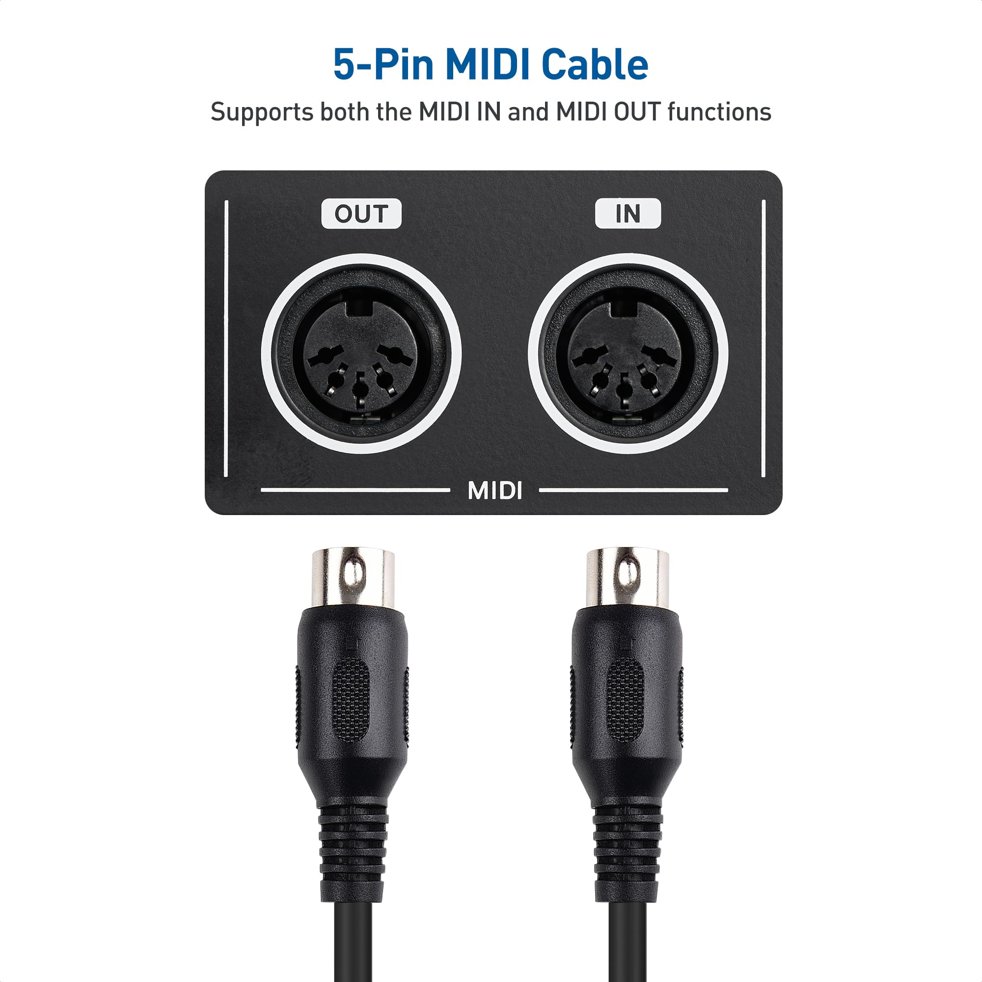 Cable Matters 2 Pack 5 Pin Din Midi Cable, 5 Pin Midi Cable   3 Feet