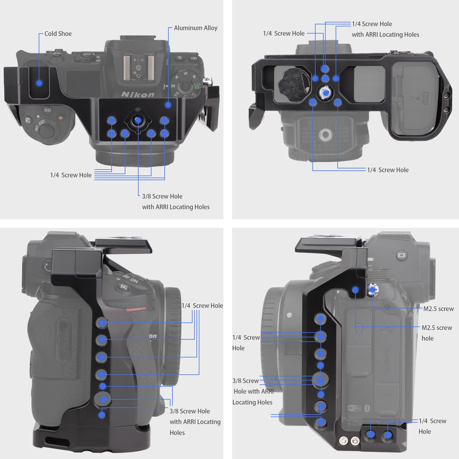 Camera Full Cage For Nikon Z6Ii Z7Ii Z6 Z7 Z6Ii Z7Ii Mirrorless,Extension Mount Microphone Fill Light Bracket Filming Accessorie