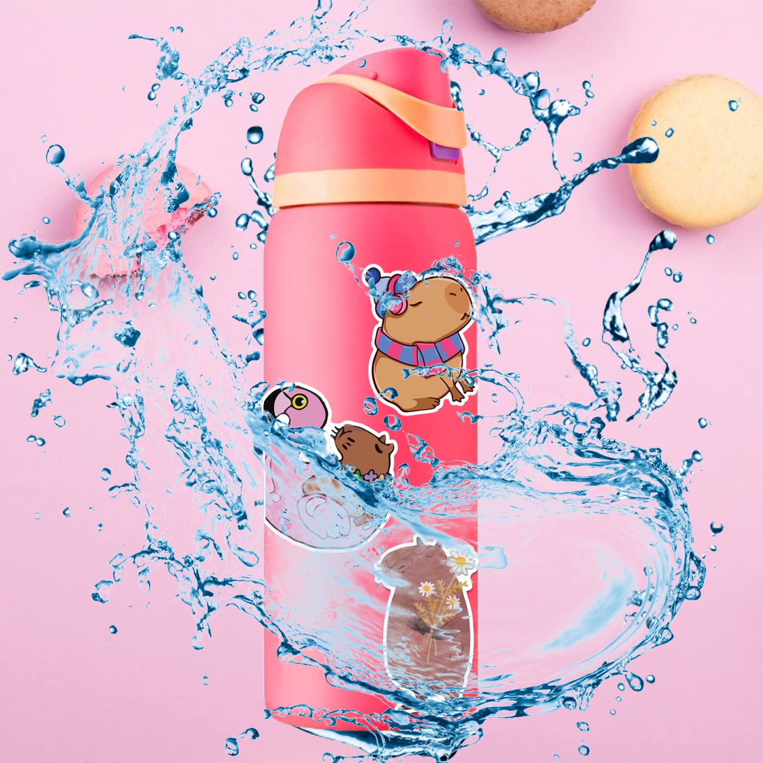 Capybara Stickers| 100 Pcs | Cute Brown Stickers, Vinyl Waterproof Stickers For Laptop,Guitar,Motorcycle,Bike,Skateboard,Luggage