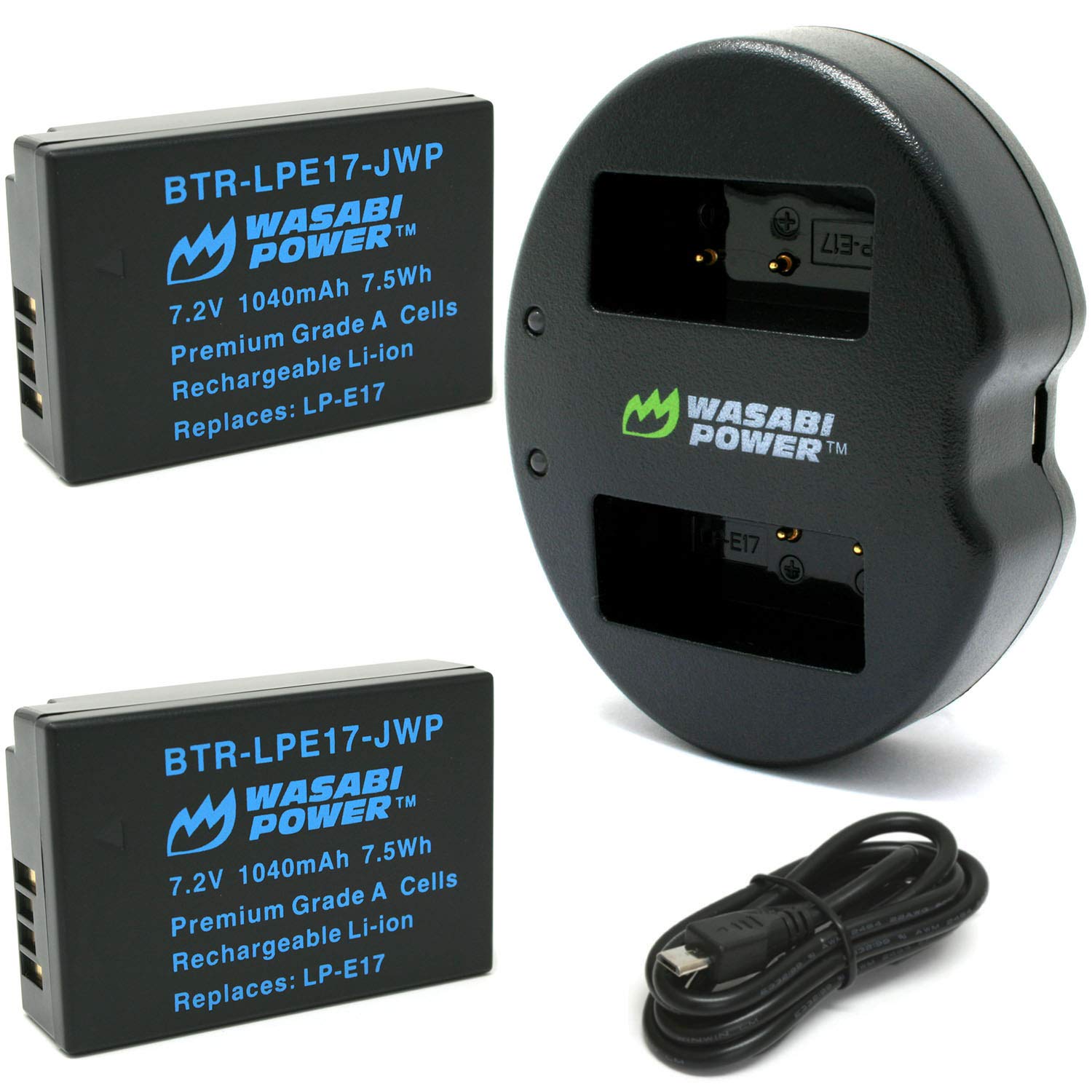 Wasabi Power LPE17 Battery (2Pack) and Dual USB Charger for Canon LPE17 and Canon EOS R10, EOS RP, EOS M6 Mark II, M6, M5, M3