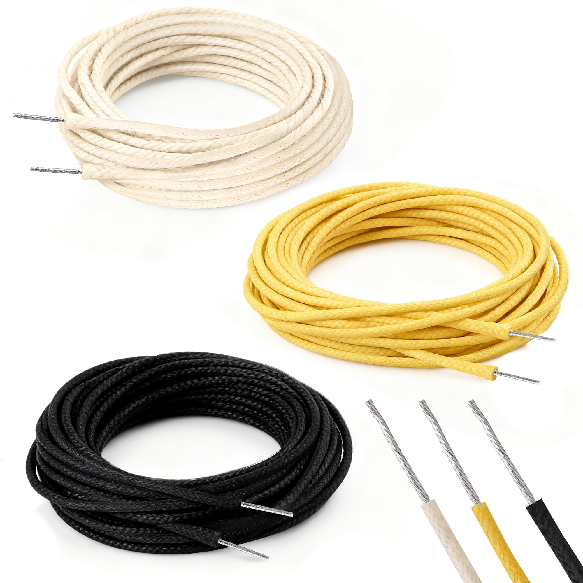 Enhon 30FT Cloth Covered Pushback Guitar Wire Set, Vintage Style Waxed Braided Guitar Wiring Kit, 22AWG Pre-tinned Stranded Copp