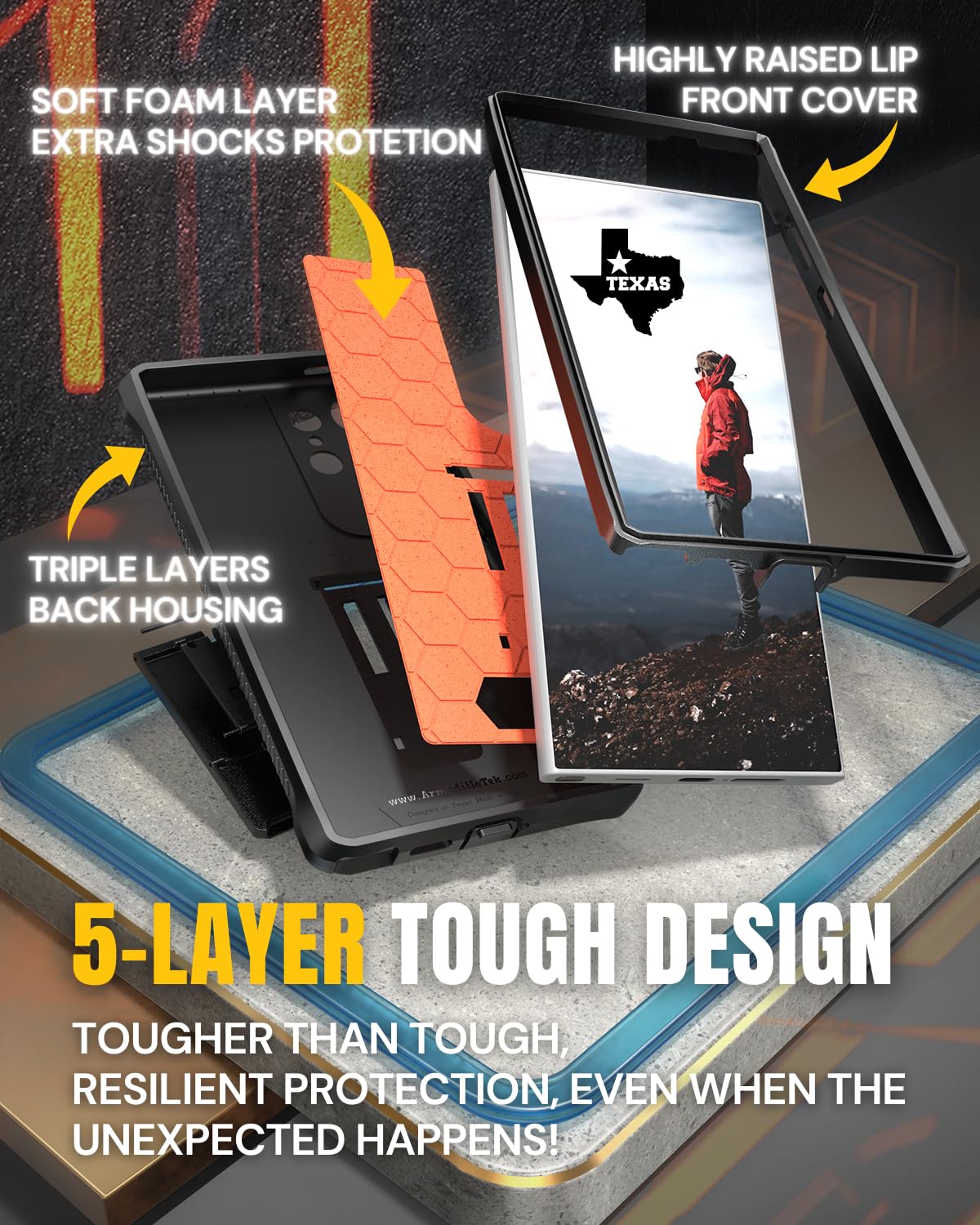 Caseborne V Case Compatible With Samsung Galaxy S24 Ultra Black | Extremely Rugged, Military Grade 5-Layer Construction, With Bu