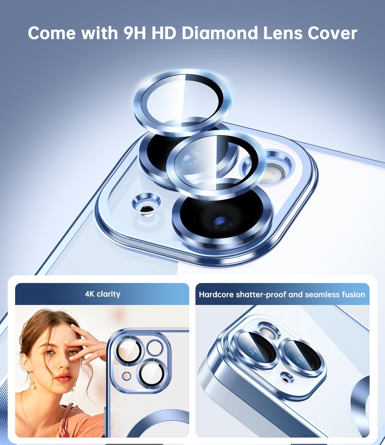 Waldeng For Iphone 14 Case With Integrated Camera Lens Protector, [Compatible With Magsafe] [Original Iphone Exterior], Crystal