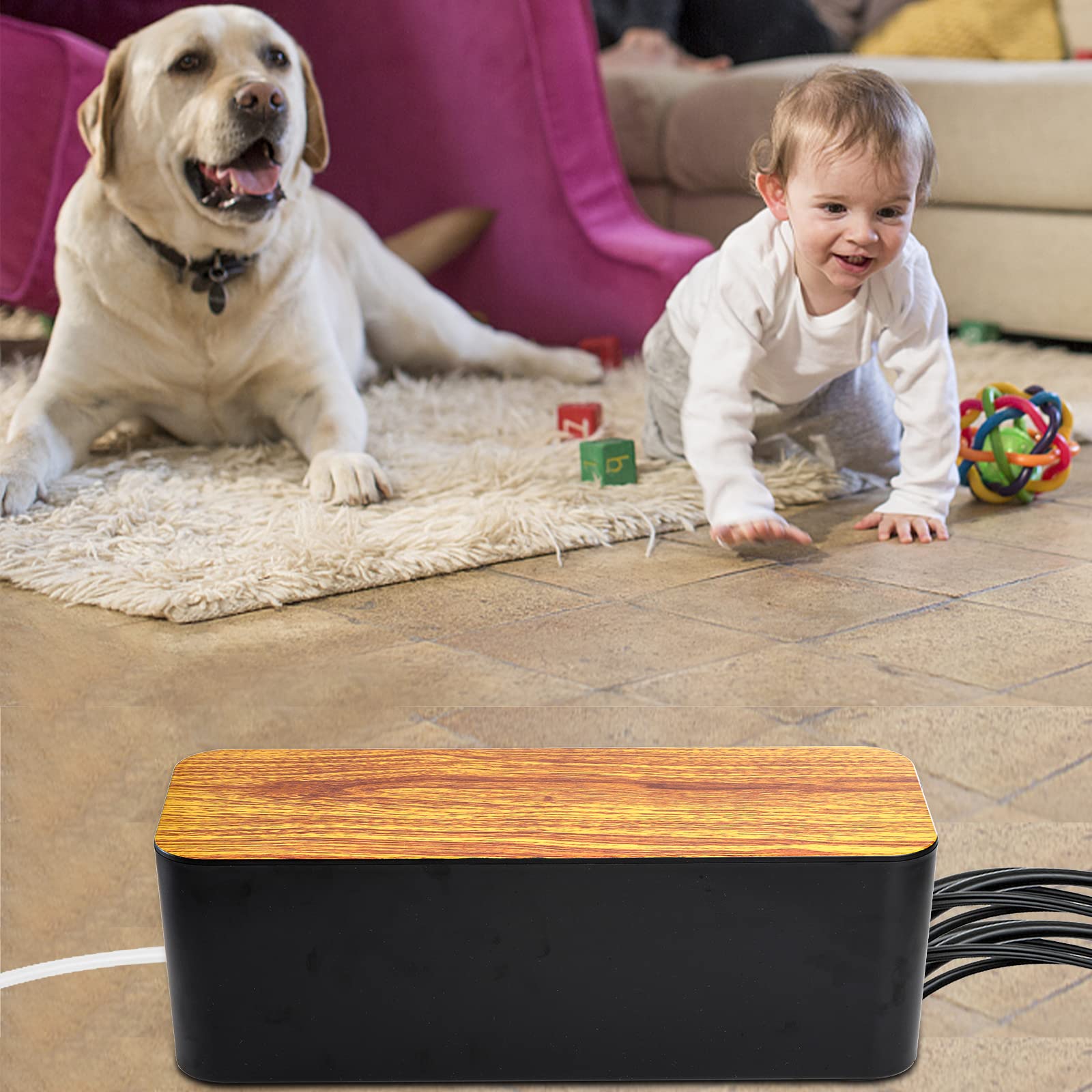 Yopay Set Of 3 Cable Management Box, Cord Cable Organizer Box, Wires Keeper Storage Holder, Surge Protector, Hide And Conceal Ex