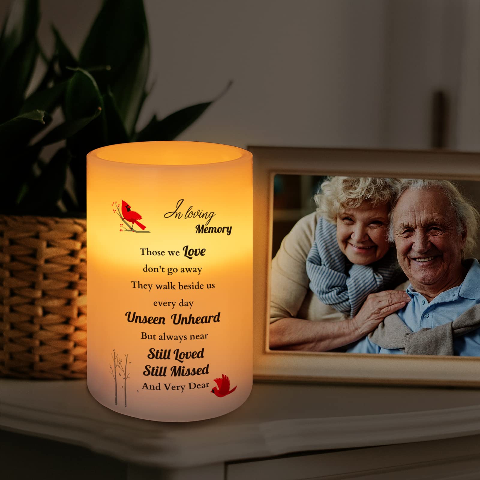 Memorial Gifts Flameless Cardinal Candle, Real Wax Led Light With Timer Sympathy Gift For Loss Of Loved One Memorial Gifts For L
