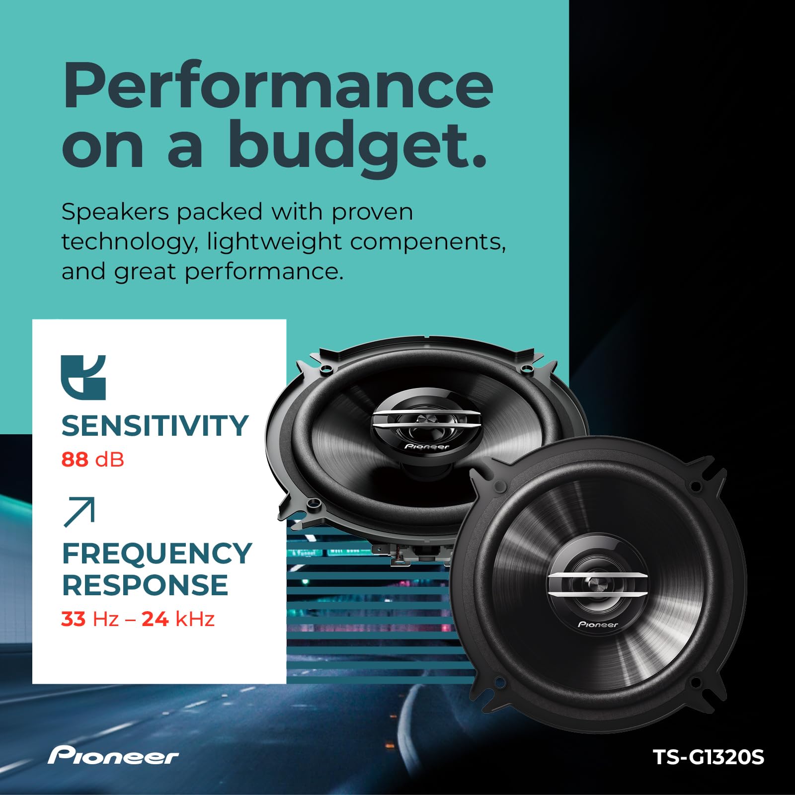 Pioneer 5.25'' 2 Way Full Range Speakers 250 Watts   Pair   No Grills