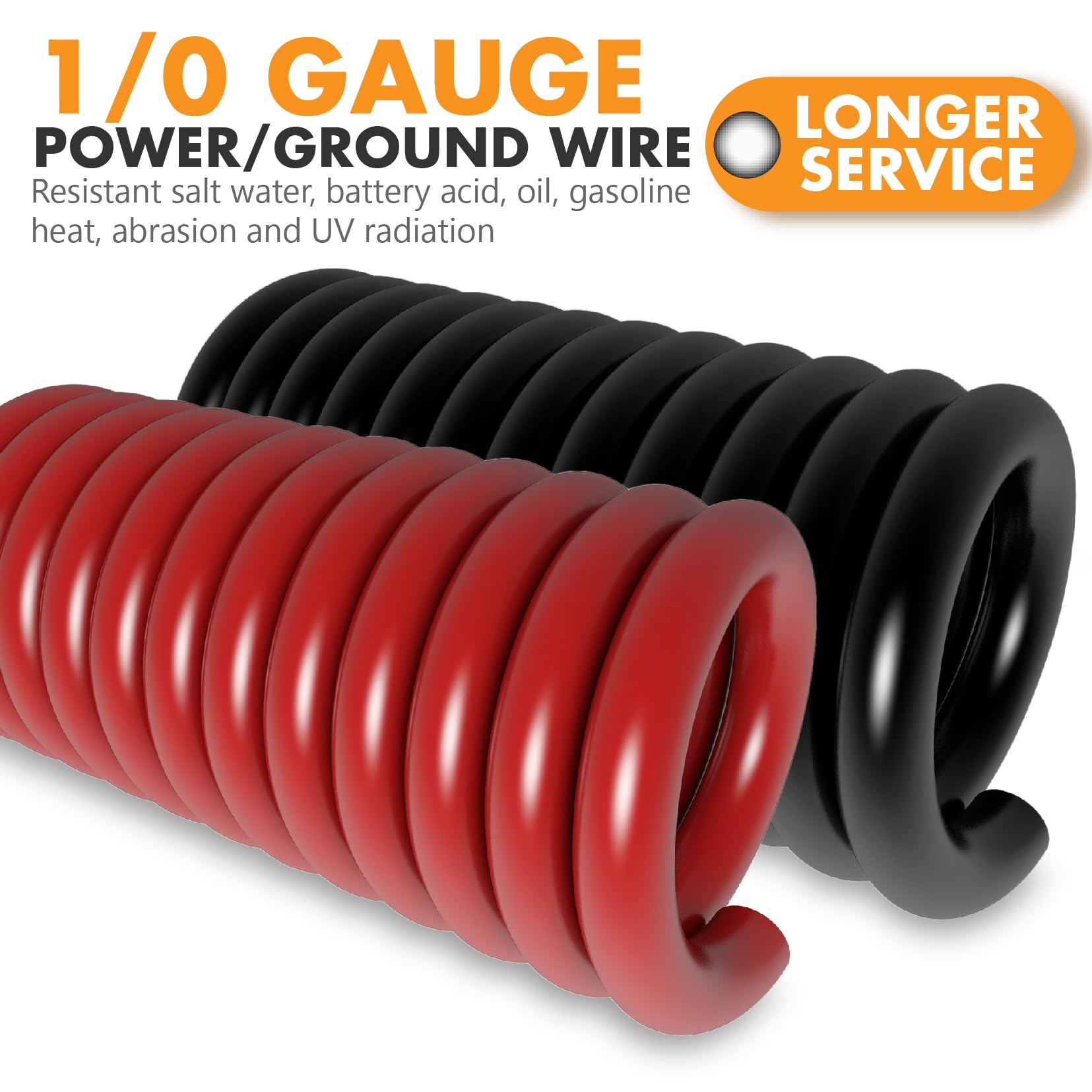 1/0 Gauge Wire (40Ft) Copper Clad Aluminum Caa Car Amplifier Power & Ground Cable,Primary Automotive Wire, Battery Cable, Car Au